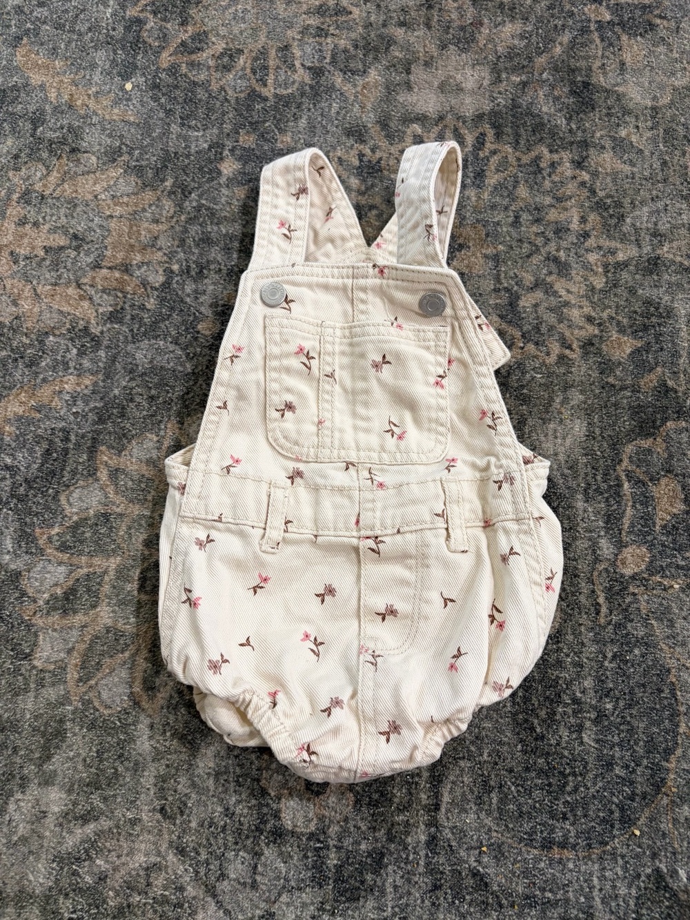 Old Navy Cream Floral Baby Overall Romper